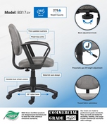 Boss Grey Deluxe Posture Chair W/ Loop Arms, B317-GY